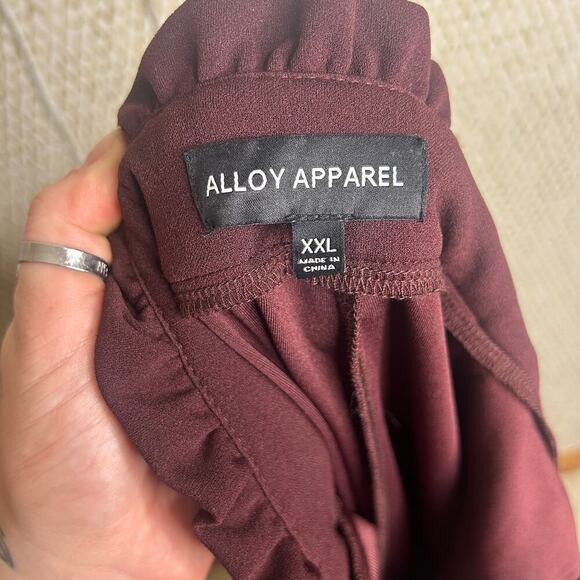 NWOT Alloy Apparel Tall Scarlett Ultra Wide Highest-Rise Burgundy Brown Pant XXL - Picture 10 of 11